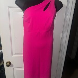 Hot Pink One-Shoulder Midi Dress Size 16